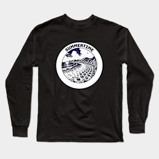 summertime sunset beach illustration Long Sleeve T-Shirt